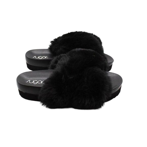 Sugar Womens Beach Day Faux Leather Crossover Platform Sandals - Picture 4 of 8